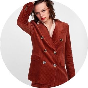 Zara corduroy blazer in burnt orange
